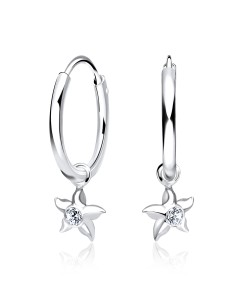 Shinning Star CZ Silver Hoop Earring HO-1662